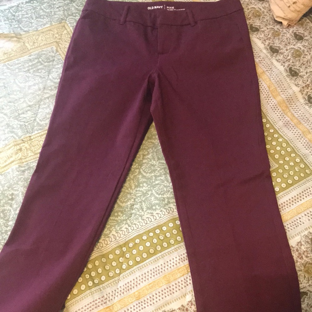 Old Navy Pixie mid-rise flare garnet pants
